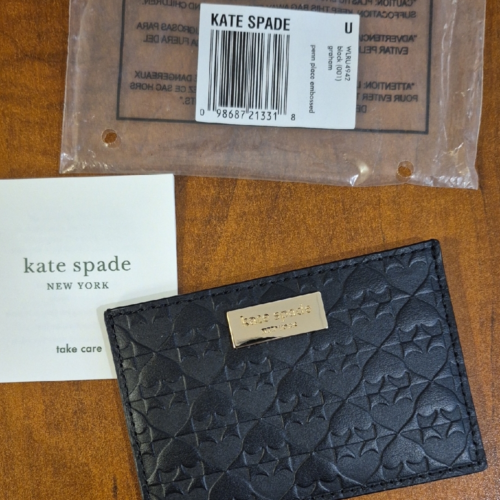 Kate Spade Black Embossed Card Holder